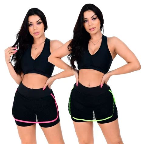 Short Saia Fitness De Academia Telinha Feminino Feira Da