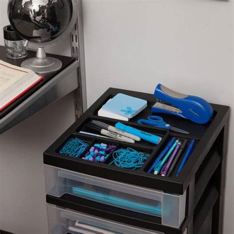 Iris® Black 4 Drawer Storage Cart With Organizer Top Rolling Storage