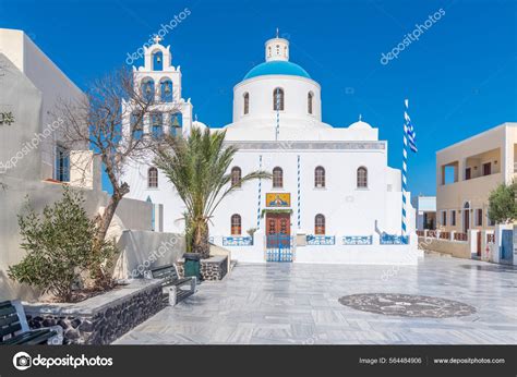 Iglesia Panagia Platsani Santorini Grecia Fotograf A De Stock