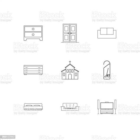 가구 개요 벡터 아이콘 세트 가구에 대한 스톡 벡터 아트 및 기타 이미지 가구 더블사이즈 침대 디자인 Istock