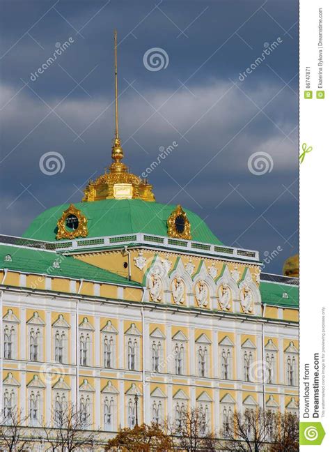 Moscow Kremlin The Big Kremlin Palace Stock Image Image Of Clouds