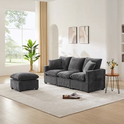 W Seat Upholstered Sectional Sofa Couch Modular Sofa With