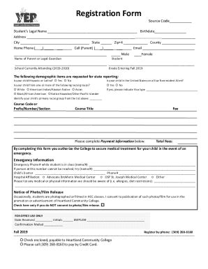 Fillable Online Fillable Online Registration Form Heartland Community