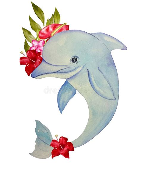 Dolphin Flowers Stock Illustrations – 539 Dolphin Flowers Stock ...