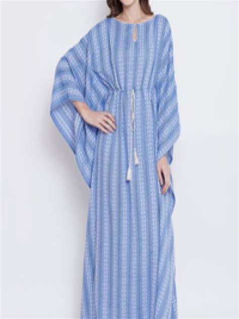 Buy The Kaftan Company Blue And White Printed Nightdress Nightdress For