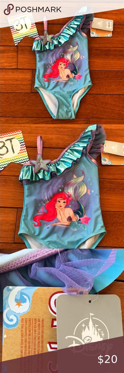 Nwt Disney Little Mermaid One Piece Bathing Suit 3 Disney Little Mermaids Disney Bathing Suit