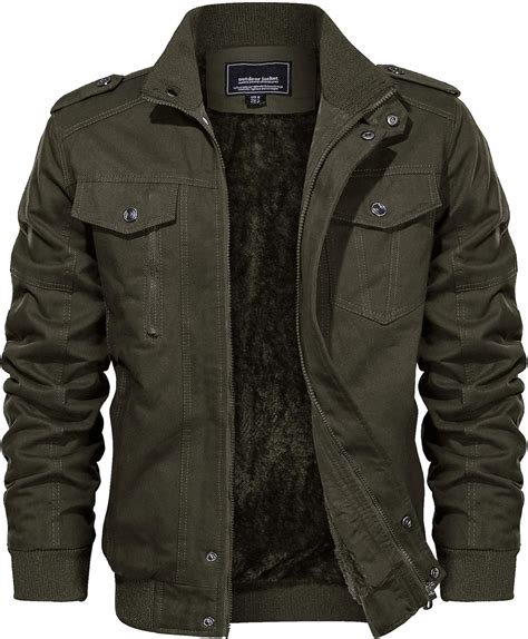 Eklentson Mens Fleece Lined Jackets Casual Winter Cargo Military Cotton