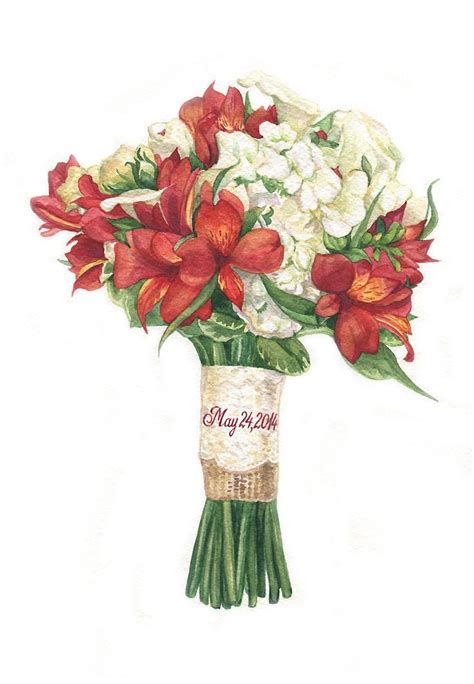 A Bouquet Of Red And White Flowers In A Vase