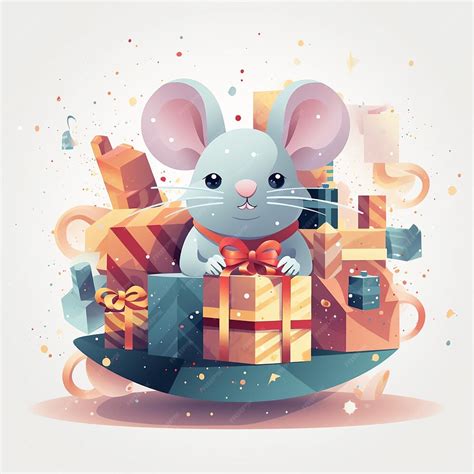 Premium Ai Image Illustration Of Cute Mouse On Christmas Presents