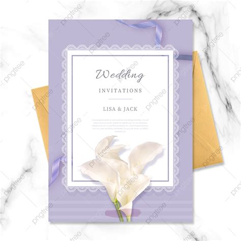 Purple Lace Border Flower Wedding Invitation Template Download on Pngtree