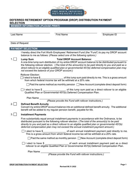 City Of Fort Worth Texas Distribution Payment Selection Deferred