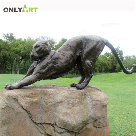 Outdoor Bronze Leopard Sculpture Metal Life Size Panther Statue OAL-25 ...