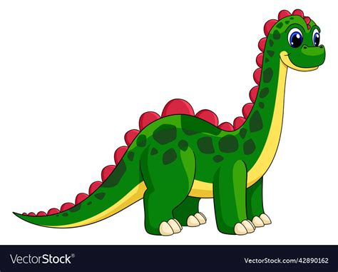 Funny green cartoon dinosaur cute baby dino Vector Image