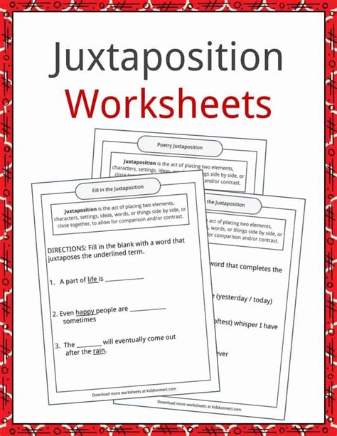 Juxtaposition Examples, Definition and Worksheets | KidsKonnect