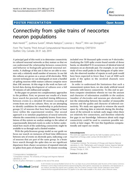 PDF Connectivity From Spike Trains Of Neocortex Neuron Populations