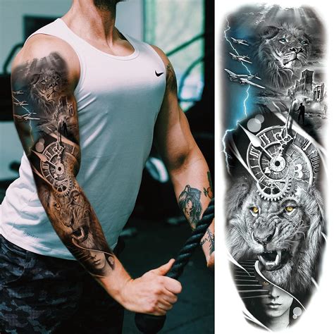 Large War Soldier Temporary Tattoo Sleeves - Patriotic Warrior Full Arm ...