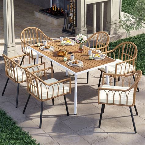 Have A Question About DEXTRUS 7 Piece Wicker Outdoor Dining Set With