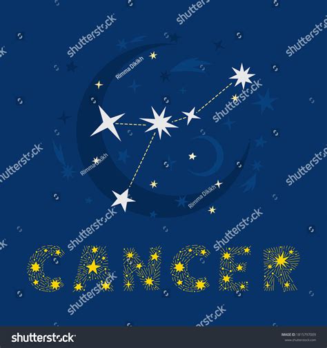 Hand Drawn Cancer Zodiac Star Constellation Royalty Free Stock Vector