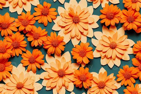 Seamless pattern. Marigold flowers pattern 3d illustration. Repeatable ...