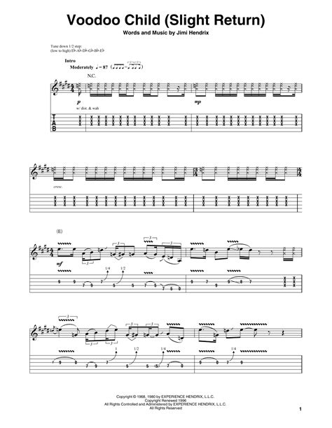 Voodoo Child Guitar Chords