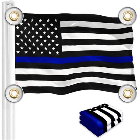 G128 2 Pack Thin Blue Line Flag 3x5 Ft Liteweave Pro Series Printed 150d Polyester 4