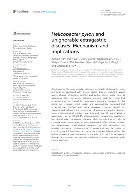 Pdf Helicobacter Pylori And Unignorable Extragastric Diseases