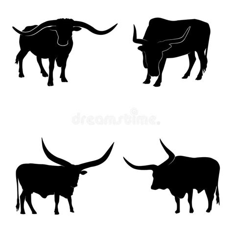 Silhouettes of Texas Longhorn Vector Stock Vector - Illustration of ...