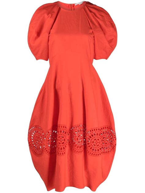 Buy Stella Mccartney Cut Out Puff Midi Dress Red At Off