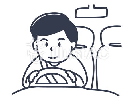 車を運転する男性のイラストモノクロイラスト No 566732／無料イラストなら「イラストac」