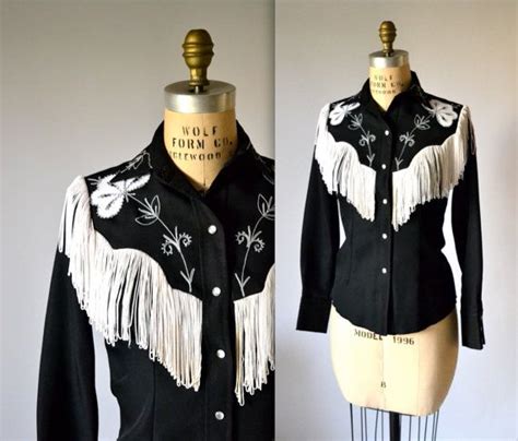 Vintage Embroidered Western Shirt With Fringe Size Small Vintage