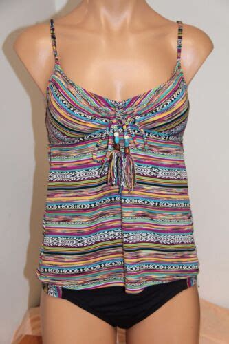 NWT Lucky Brand Swimsuit Bikini Tankini 2pc Set Sz S Black Hipster EBay