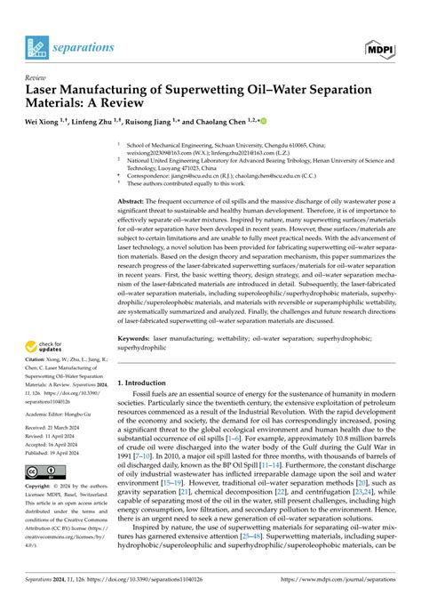 Pdf Laser Manufacturing Of Superwetting Oilwater Separation