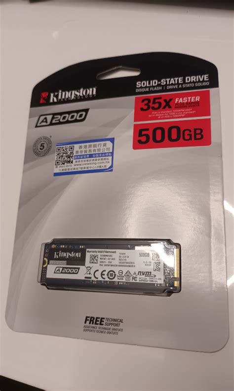 全新 金士頓 Kingston A2000 500GB NVMe PCIe M 2 M2 SSD 固態硬碟 香港行貨 電腦科技 電腦