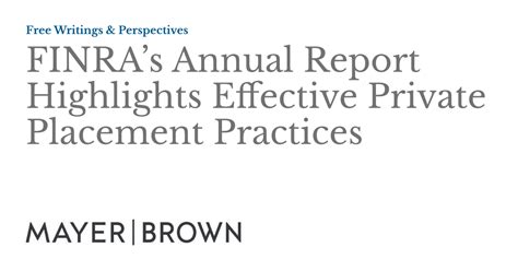 Finras Annual Report Highlights Effective Private Placement Practices