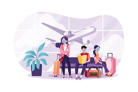 People Wearing Mask At The Airport 8516440 Vector Art At Vecteezy