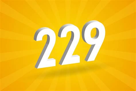 3d 229 Number Font Alphabet White 3d Number 229 With Yellow Background