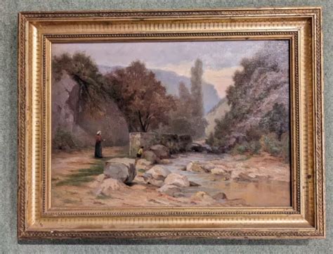 Tableau Ancien Huile Sur Toile Xixe Cadre Dor Dauphin Savoie Yenne