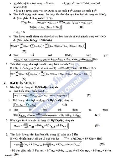 Tổng Hợp Những Công Thức Giải Nhanh Hóa Học 12