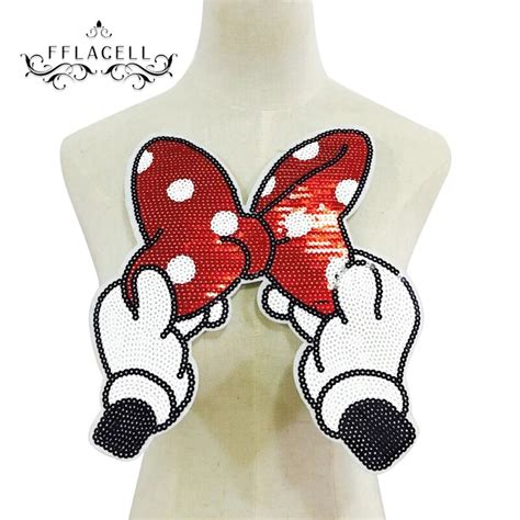 Fflacell Embroidered Iron On Patches For Clothes Brand Bowknot Sequins