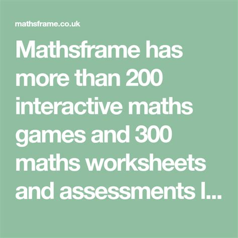 Mathsframe Has More Than 200 Interactive Maths Games And 300 Maths