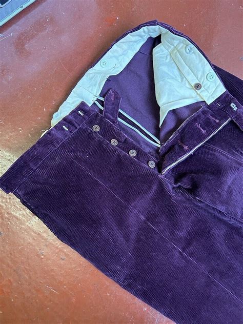 Dominic Shortle Purple Corduroy Mens Trousers Side Adjusters Tailored Savile Row W34 L345 Etsy