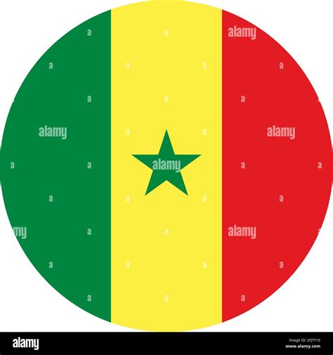 Senegal Round Flag Icon Country Signs And Symbols Stock Vector Image