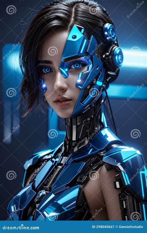 A Beautiful Cyberwoman Featuring Robotic Elements And Enhanced By