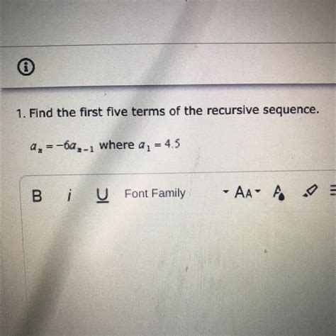 1 Find The First Five Terms Of The Recursive Sequence Brainly