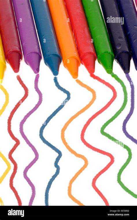 This Stock Photo Shows A Row Of Crayons With Trails Of Color One White