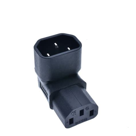 10A IEC 320 C14 To C13 Right Angle AC Power Adapter IEC 3Pole Male To