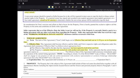 Nc Exclusive Right To Sell Listing Agreement Explaination Youtube