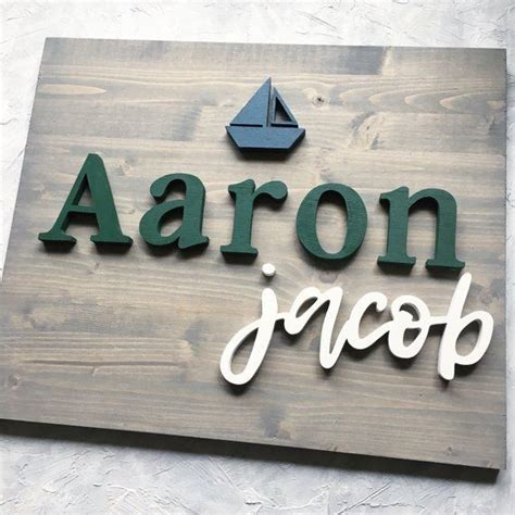 Modern Wood Name Sign 16 X 19 Wood Name Board Rectangle Custom