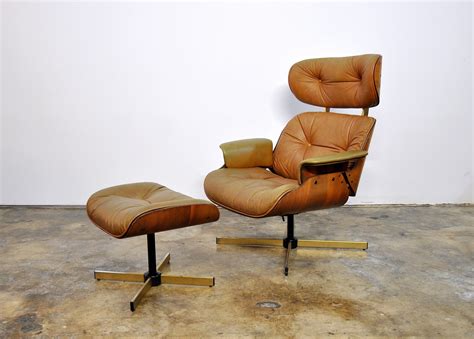 SELECT MODERN: Plycraft Eames Style Leather Lounge Chair & Ottoman