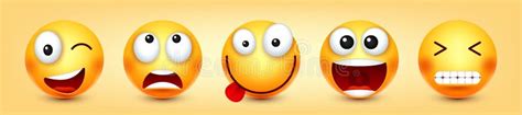 Cartoon Emoji, Emoticons Collection. Yellow Face with Emotions, Mood ...